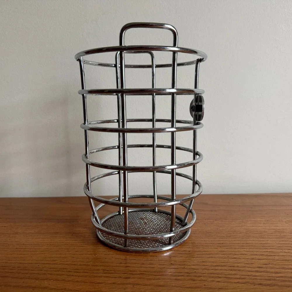 Fiesta Chrome Wire Utensil Holder Kitchen Tool Caddy Mesh Bottom Silver‎